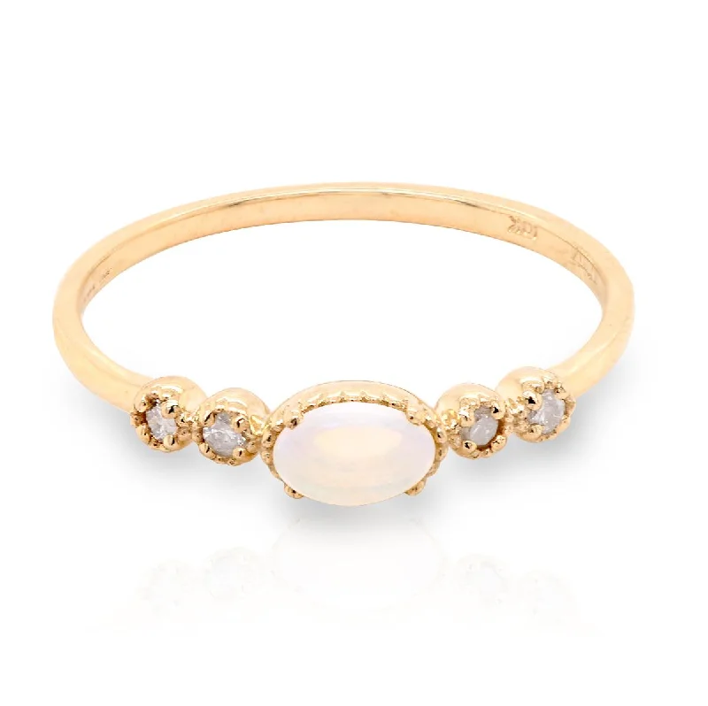 Breathtaking Jewelry, Breathtaking Prices YELLOW GOLD OPAL AND DIAMOND RING