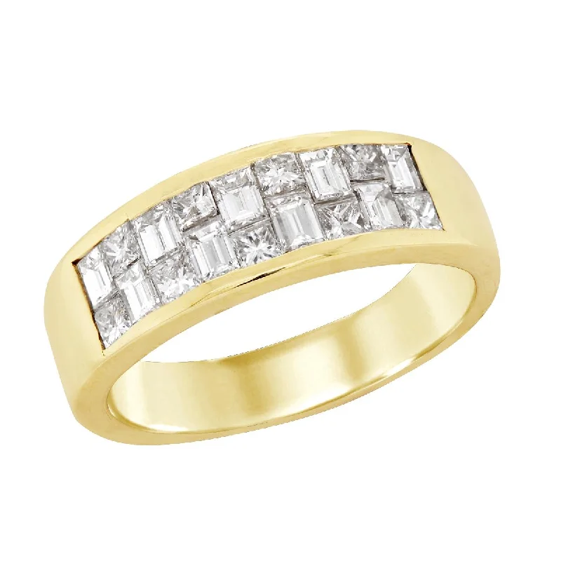 Timeless Beauty, Unbeatable Deals – Jewelry Sale On YELLOW GOLD WEDDING BAND WITH 2 ROWS OF DIAMONDS, 2.00 CT TW