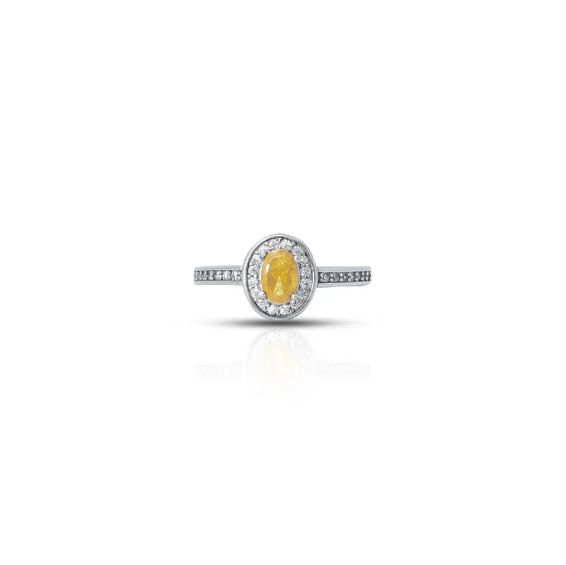 Waterproof Stainless Steel Jewelry For Lasting Beauty Edgy Fashion Deals Yellow Sapphire Oval Shape Silver Ring