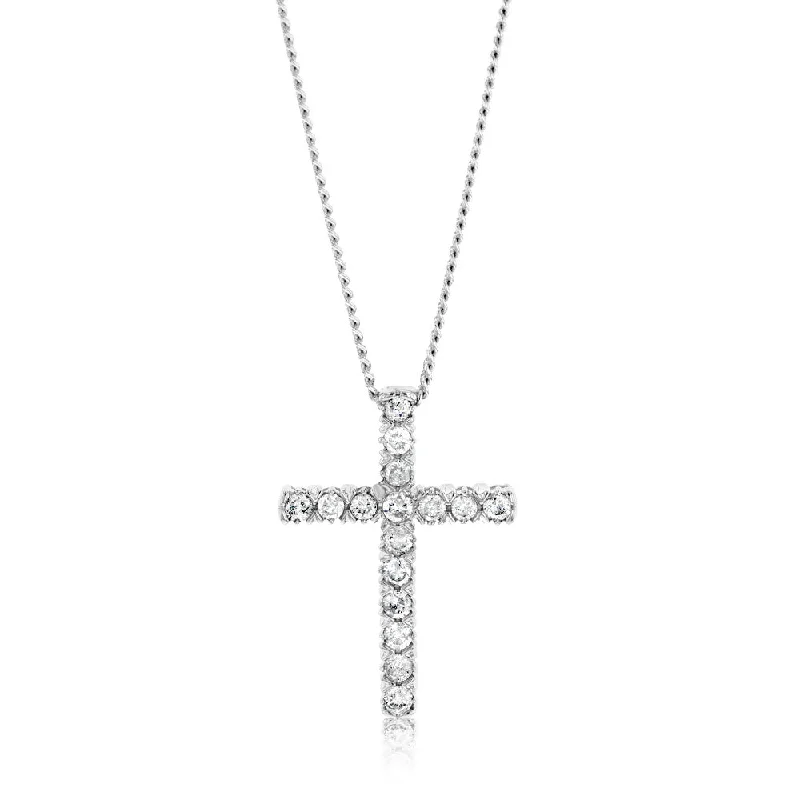 The Biggest Jewelry Sale Of The Year Is Here 10ct White Gold Diamond Cross Pendant Set with Brilliant Diamonds