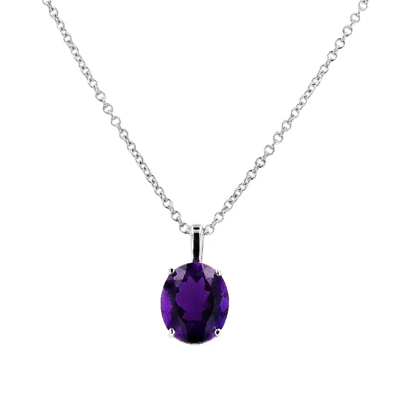 Elevate Your Outfit With Discounted Statement Jewelry Romantic Chic Deals Oval-Cut Amethyst Pendant Necklace