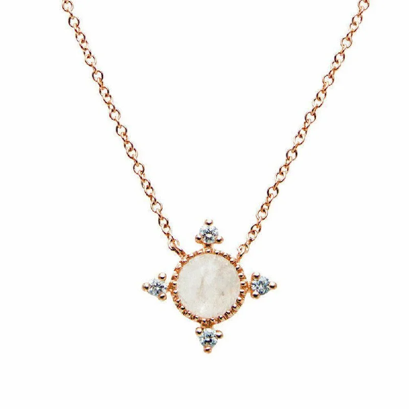 Discounted Jewelry For A Glamorous Look Huge Discounts This Week 14K Rose Gold Rainbow Moonstone Necklace