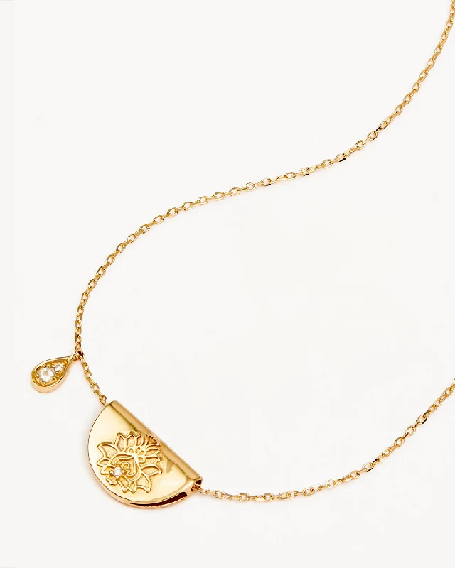 Holiday Jewelry Sale – Perfect Gifts At The Best Prices New Styles Just In 14k Solid Gold Lotus Birthstone Diamond Necklace - June - Moonstone