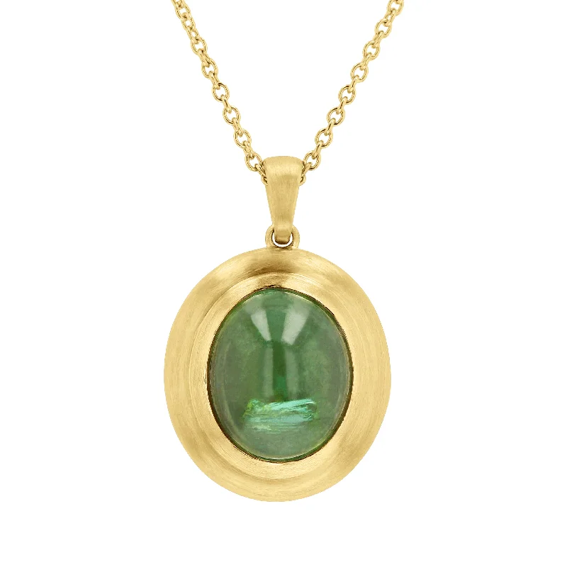 Premium Diamond Jewelry At Once-In-A-Lifetime Discounts Classy Style Discounts Yellow Gold Tourmaline Cabochon Pendant Necklace