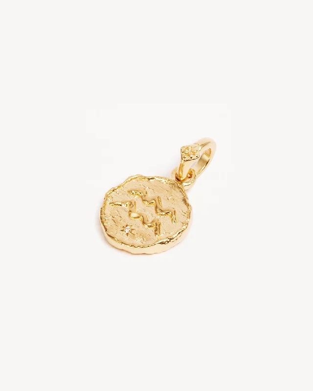 Flash Sale On Exquisite Jewelry – Don't Miss Out Hot Sale 18k Gold Vermeil Cosmic Love Zodiac Annex Link Pendant - Aquarius