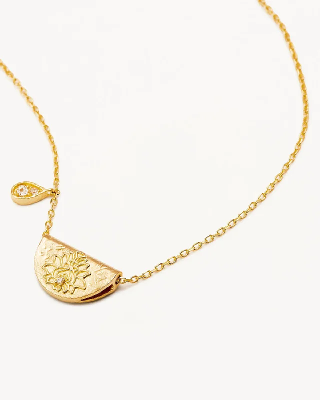 Timeless Jewelry At Special Discount Rates Break Fashion Norms 18k Gold Vermeil Lotus Birthstone Necklace - April - White Topaz