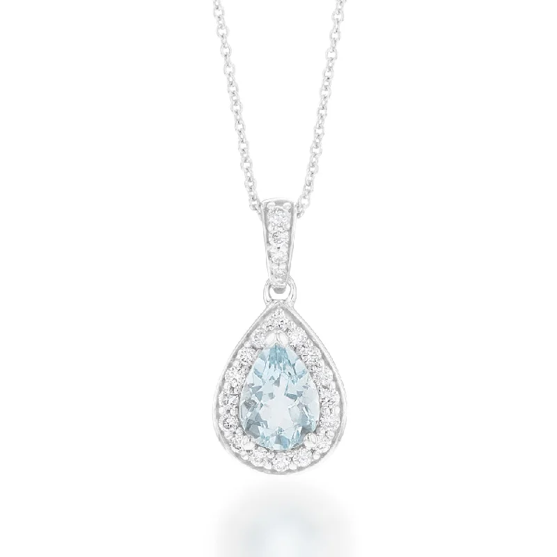 Jewelry Flash Sale – Stylish Designs At Unbeatable Rates 9ct White Gold 7x5mm 0.65ct Aquamarine and 0.15ct Diamond Pear Pendant on 45cm Chain