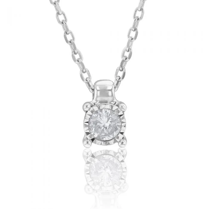 Limited-Time Offer On Premium Jewelry Collections Special Offers 9ct White Gold Dazzling Diamond Pendant With 45cm Chain