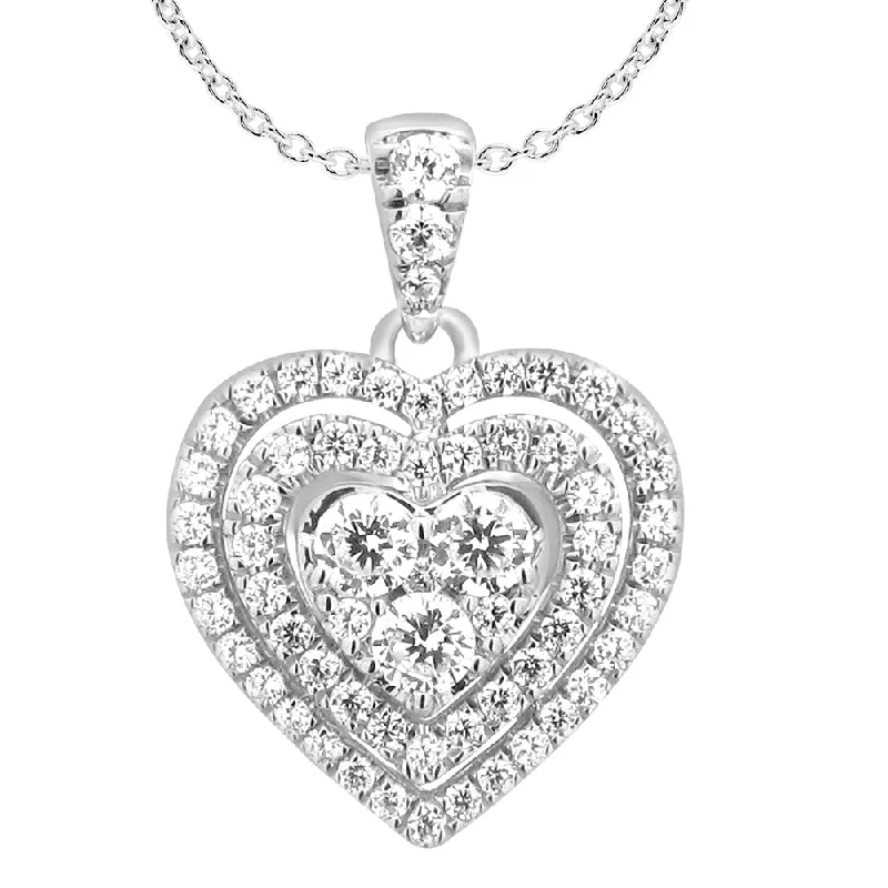 Sparkle More For Less – Jewelry Sale Happening Now 9ct White Gold Divine 1 Carat Diamond Heart Pendant on 45cm Gold Chain