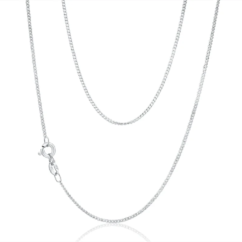 Romantic Heart-Shaped Jewelry For Special Gifts Sleek Style Discounts 9ct White Solid Gold Diamond Cut Curb 50cm Chain