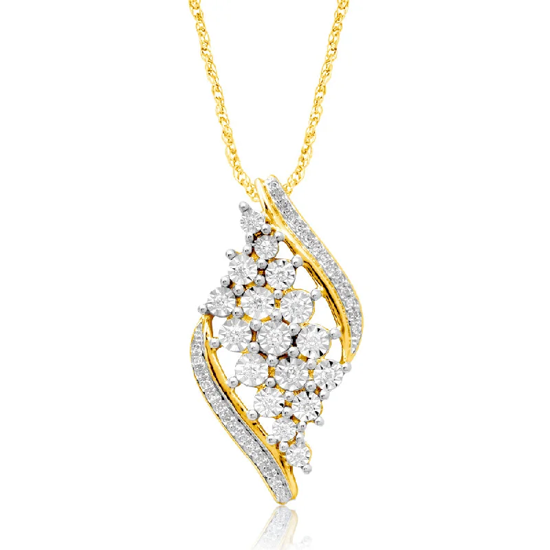 The Ultimate Jewelry Sale – Shop Premium Styles 9ct Yellow Gold 1/5 Carat Diamond Pendant on 45cm 9ct Gold Chain