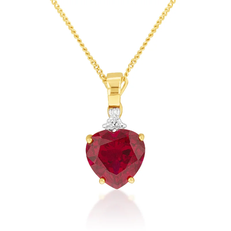 Luxury Meets Affordability – Jewelry Sale Live Now 9ct Yellow Gold Created Ruby and Diamond Enhancer Pendant