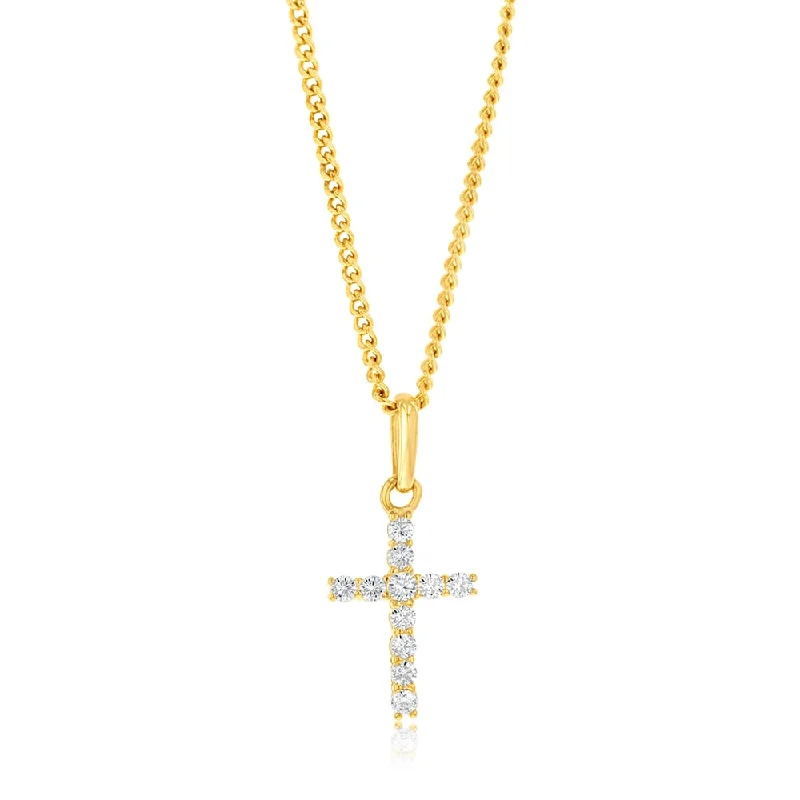 Jewelry Deals That Sparkle – Shop Today Chic Styles 9ct Yellow Gold Cubic Zirconia Cross Pendant