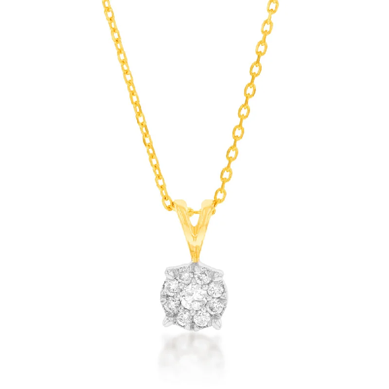 Stunning Jewelry Pieces At The Lowest Prices Ever Shop Sale Items 9ct Yellow Gold Diamond Pendant with Infinity Detail on Adjustable Length 45cm Chain