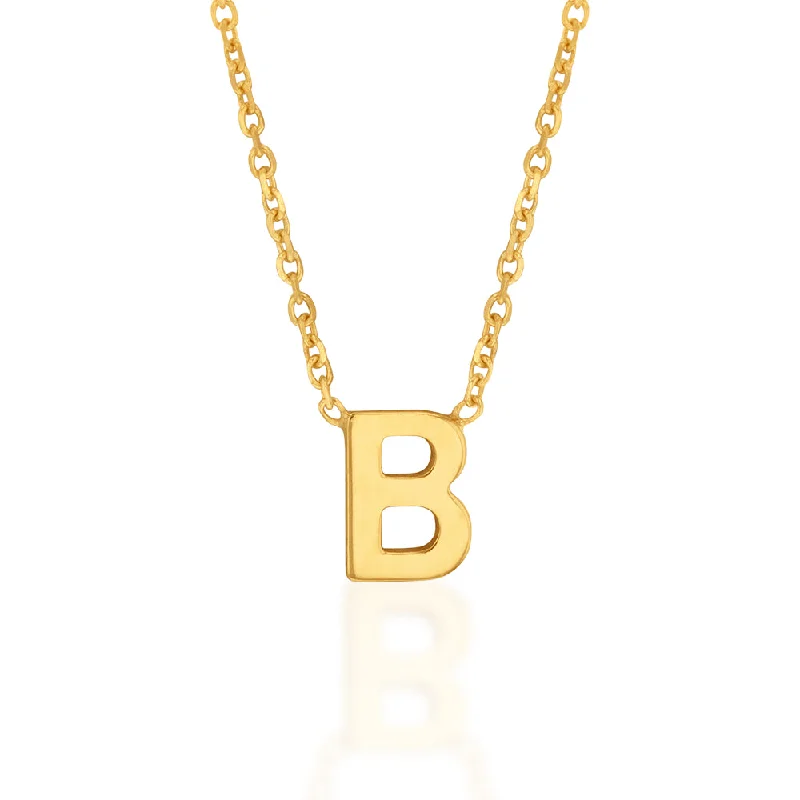 Elegant Jewelry Pieces At Unbelievable Prices Fashion-Forward 9ct Yellow Gold Initial "B" Pendant on 43cm Chain