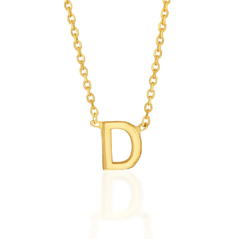 Shop Dazzling Jewelry At The Best Prices Final Sale 9ct Yellow Gold Initial "D" Pendant on 43cm Chain