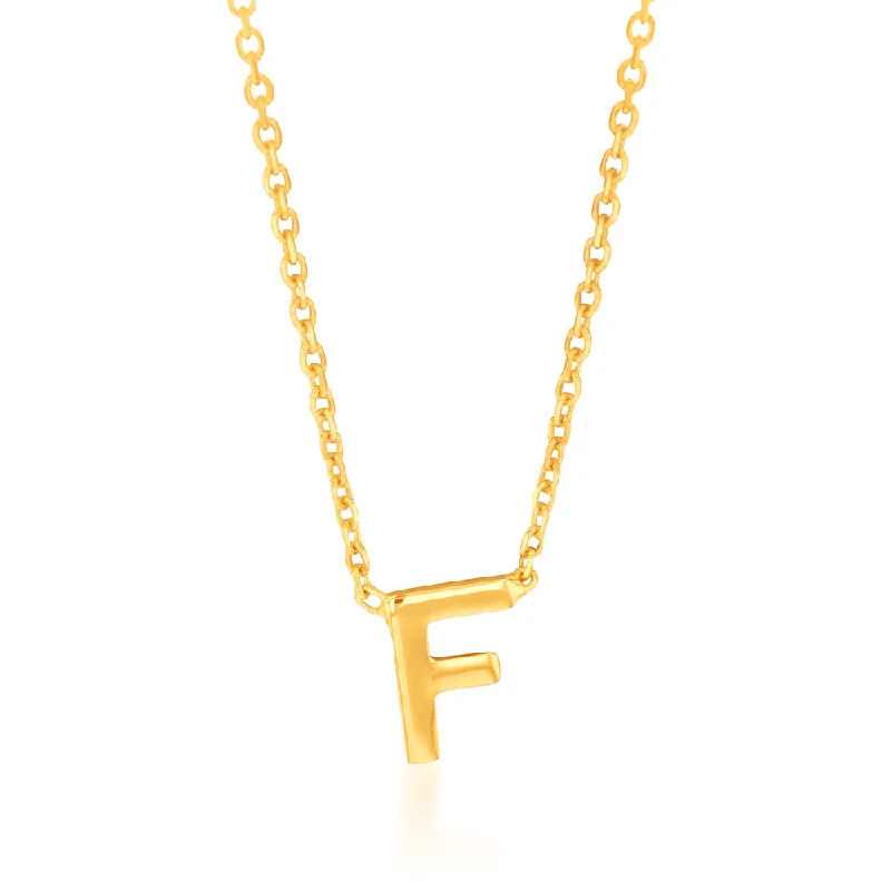 Elevate Your Jewelry Collection With Limited-Time Savings Shop The Hottest Deals 9ct Yellow Gold Initial "F" Pendant On 43cm Chain