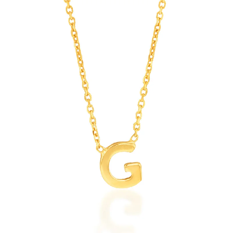 Elevate Your Outfit With Discounted Statement Jewelry Athleisure Style Sale 9ct Yellow Gold Initial "G" Pendant on 43cm Chain