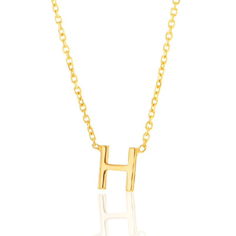 Personalized Engraved Jewelry For Meaningful Gifts Massive Selection Sale 9ct Yellow Gold Initial "H" Pendant On 43cm Chain