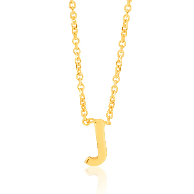 Trending Jewelry Styles Now At Limited-Time Discounts End-Of-Season Clearance 9ct Yellow Gold Initial "J" Pendant on 43cm Chain