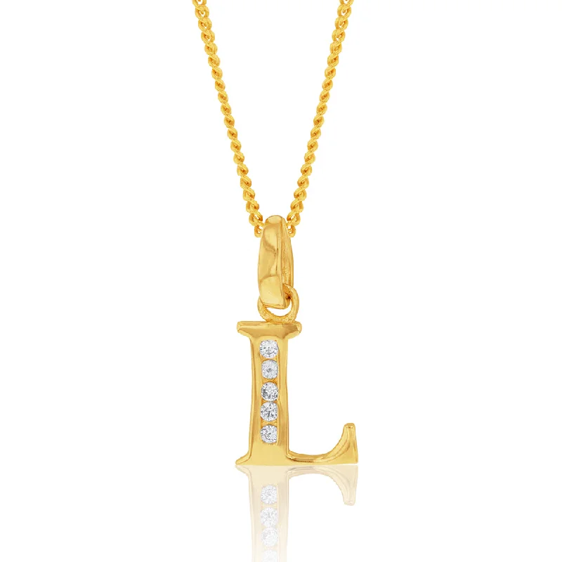 Gorgeous Jewelry, Limited-Time Savings 9ct Yellow Gold Initial L Zirconia Pendant