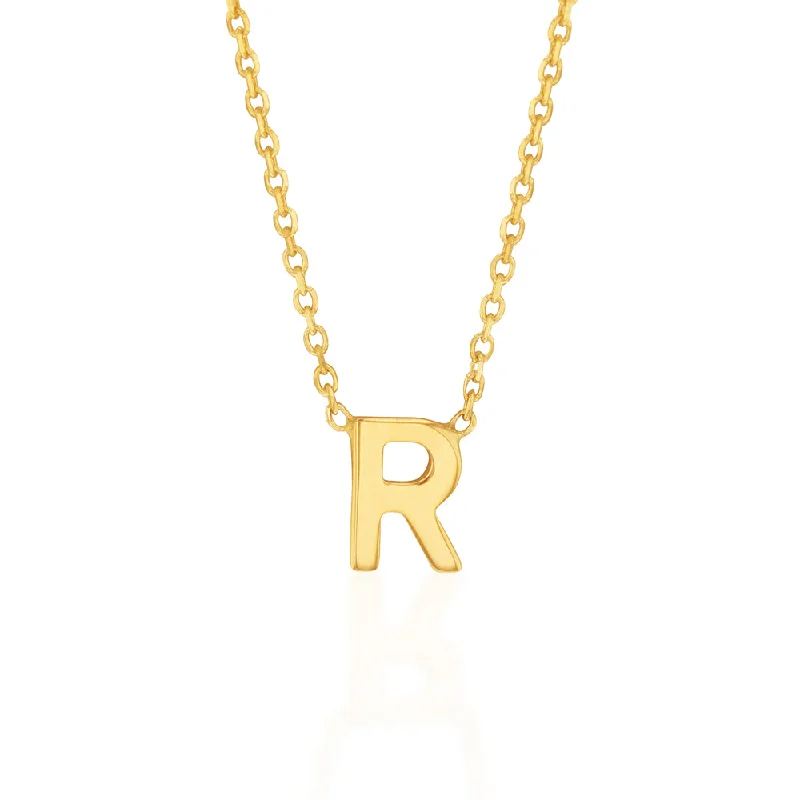 Jewelry Clearance – Final Chance To Save Big Modish Fashion Discounts 9ct Yellow Gold Initial "R" Pendant On 43cm Chain