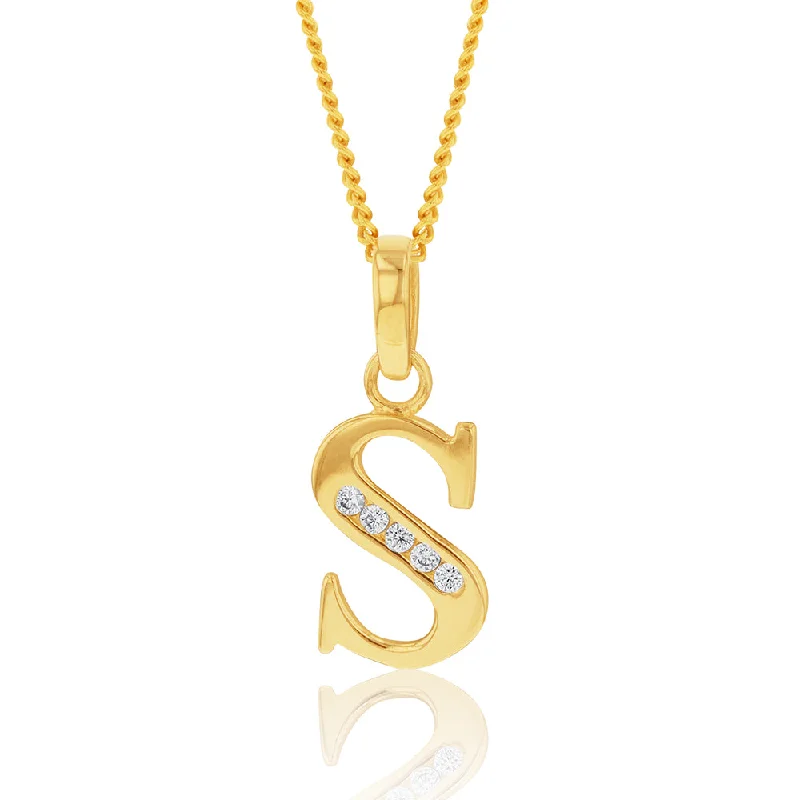 Limited-Time Jewelry Discounts – Shine Without The Splurge 9ct Yellow Gold Initial S Zirconia Pendant