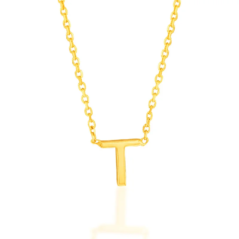 The Ultimate Jewelry Sale – Shop Premium Styles Fashion Sale 9ct Yellow Gold Initial "T" Pendant On 43cm Chain