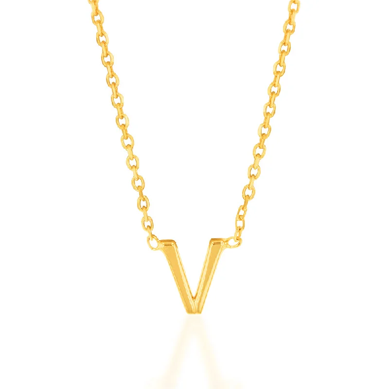 Best-Selling Jewelry Now Available At Special Deals Insane Discount Onslaught 9ct Yellow Gold Initial "V" Pendant on 43cm Chain