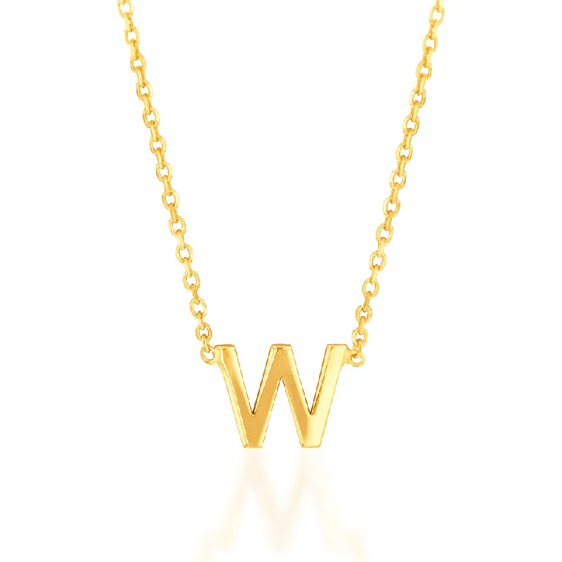 Bestselling Jewelry At Special Promotional Rates 9ct Yellow Gold Initial "W" Pendant on 43cm Chain