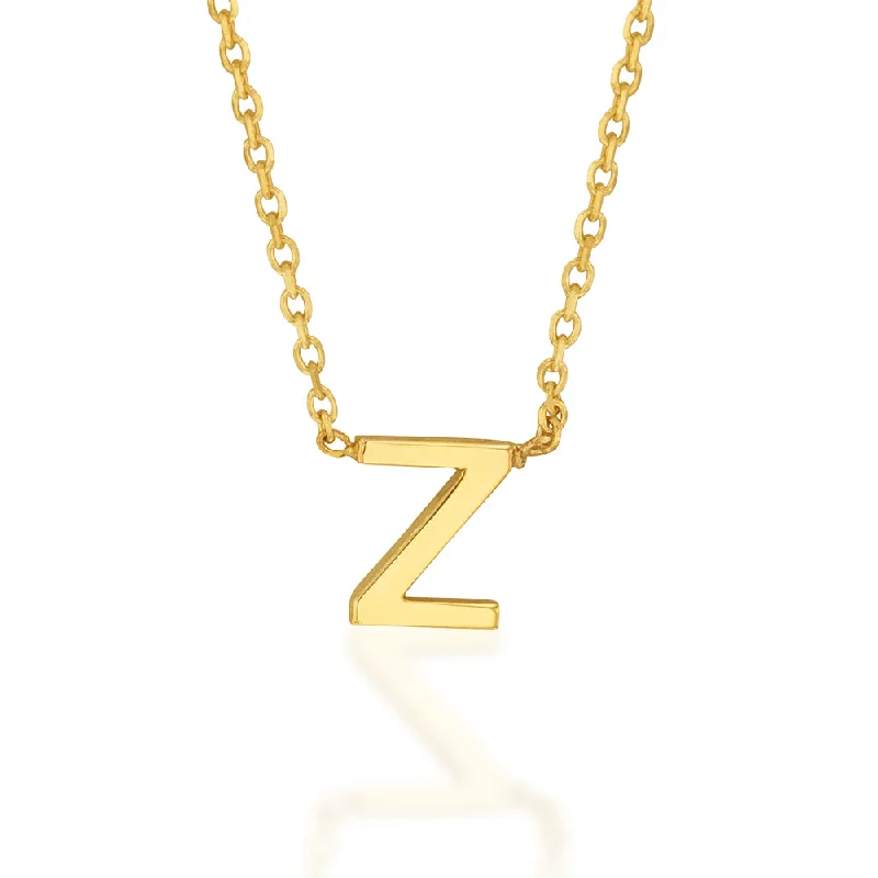 Customized Silver Jewelry For Unique Style 9ct Yellow Gold Initial "Z" Pendant On 43cm Chain