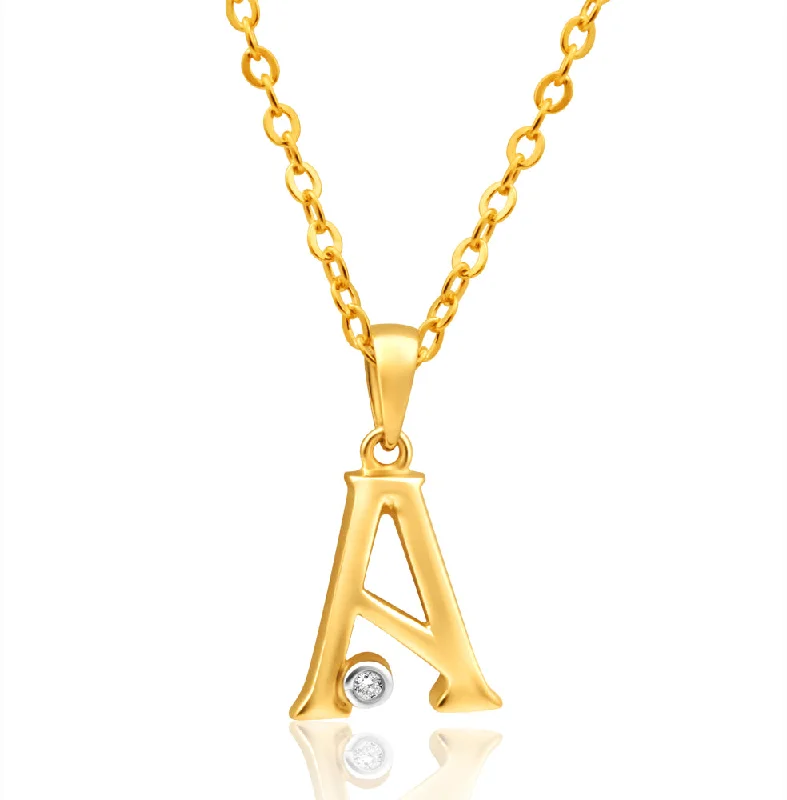 Shop Handcrafted Jewelry At Special Promotional Rates 9ct Yellow Gold Pendant Initial A set with diamond