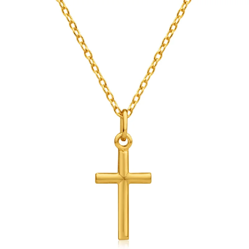 Special Offers On Handcrafted And Designer Jewelry Fashion Forward 9ct Yellow Gold Silver Filled Barrel Cross 17mm Pendant