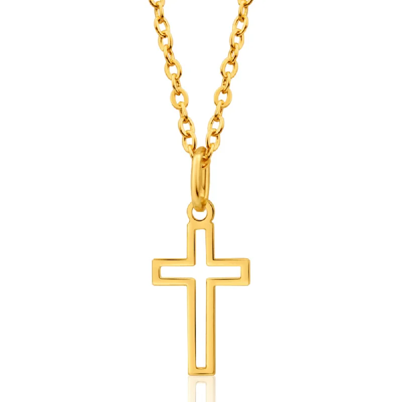 Trending Jewelry Styles Now At Limited-Time Discounts Hot Items 9ct Yellow Gold Silver Filled Open Cross 19mm Pendant