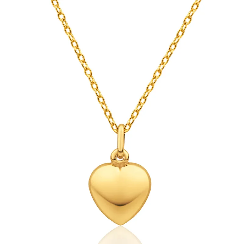 Best Jewelry Sale – Shop Exclusive Designs Now Contemporary Chic Promotions 9ct Yellow Gold Silver Filled Plain Puff Heart Pendant