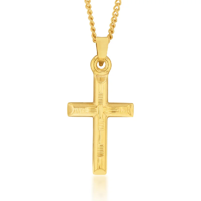 Don't Miss Out On Jaw-Dropping Jewelry Discounts Fashionable Comfort Promotions 9ct Yellow Gold Silverfilled Diamond Cut Cross Pendant