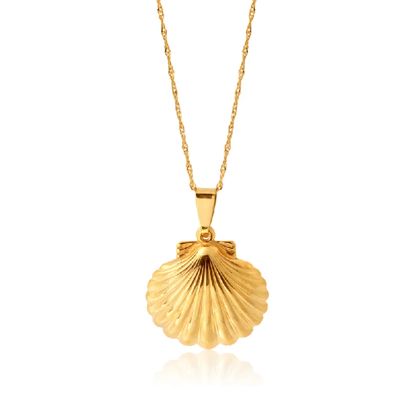 Exclusive Gemstone Jewelry Markdowns – Shop Now 9ct Yellow Gold Silverfilled Large Shell Pendant with 20 Gauge 45cm Chain