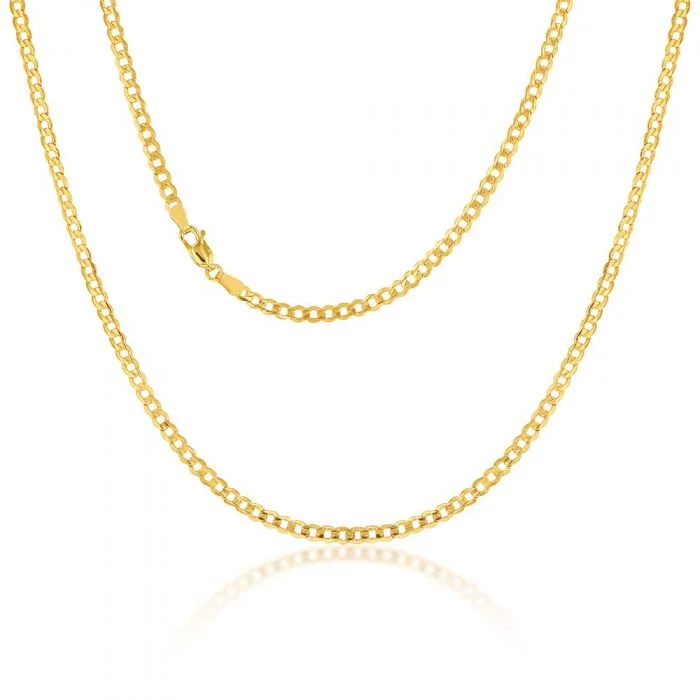 Exclusive Jewelry Bundles At Discounted Rates Limited Time Special Offer 9ct Yellow Gold Silverfilled Super Flat Curb 80 Gauge 50cm Chain