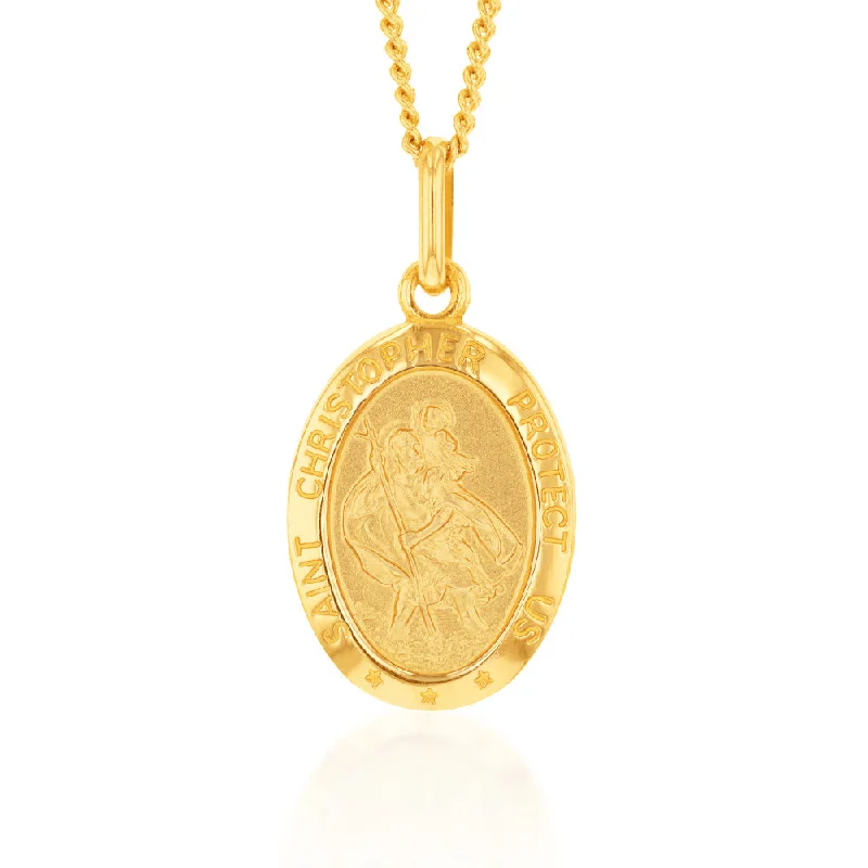 Modern Statement Jewelry For Bold Styling Limited Edition 9ct Yellow Gold St Christopher Oval Pendant