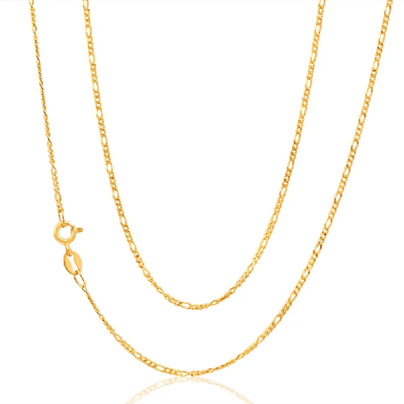 Elegant Jewelry, Exclusive Prices – Shop Now 9ct Yellow Solid Gold 45cm Figaro Chain 1:3 Dicut 40Gauge