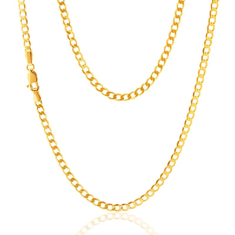 Exclusive Jewelry Sale Event – Shop Now Valentine's Special 9ct Yellow Solid Gold 50cm Curb Chain