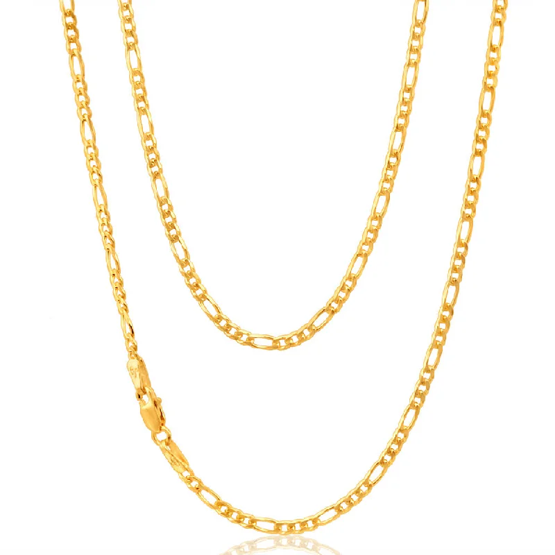 Exclusive Jewelry Sale – Shine For Less Premium Style 9ct Yellow Solid Gold Figaro 1:3 50cm Chain 60Gauge