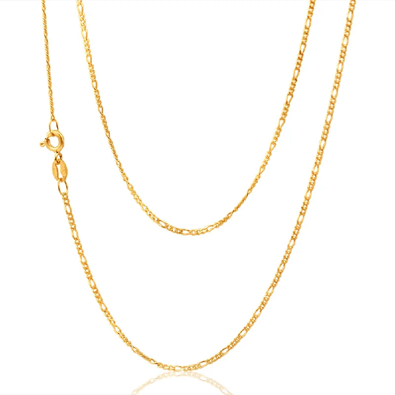 Elegant Jewelry Pieces At Unbelievable Prices Chic Style, Always In Vogue 9ct Yellow Solid Gold Opulent Figaro Chain