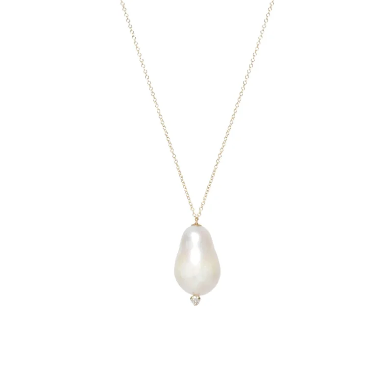 Timeless Elegance At Unbelievable Discounts Vintage-Modern Style Offers Zoe Chicco Baroque Pearl Pendant Yellow Gold Necklace