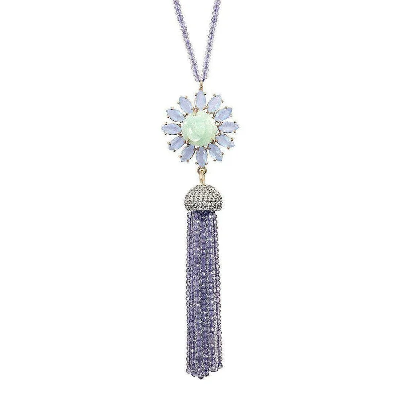 Affordable Luxury Jewelry For Every Occasion Blue Chalcedony Tassel Necklace