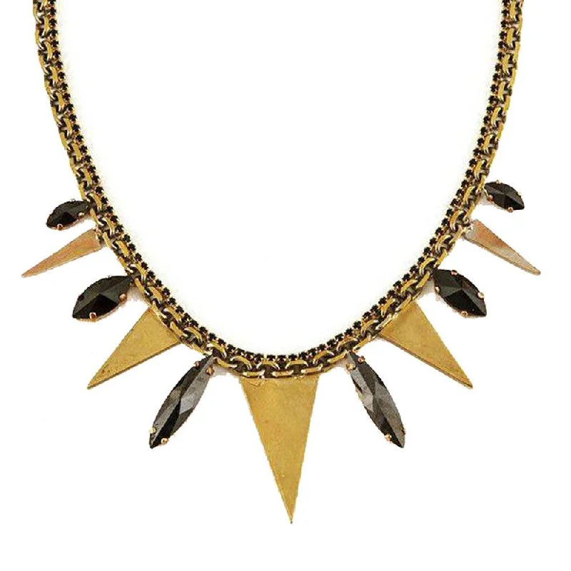 Shop Fine Jewelry With Exclusive Savings Crazy Discounts, Hurry Up Brass Necklace with Triangles and Black Stones