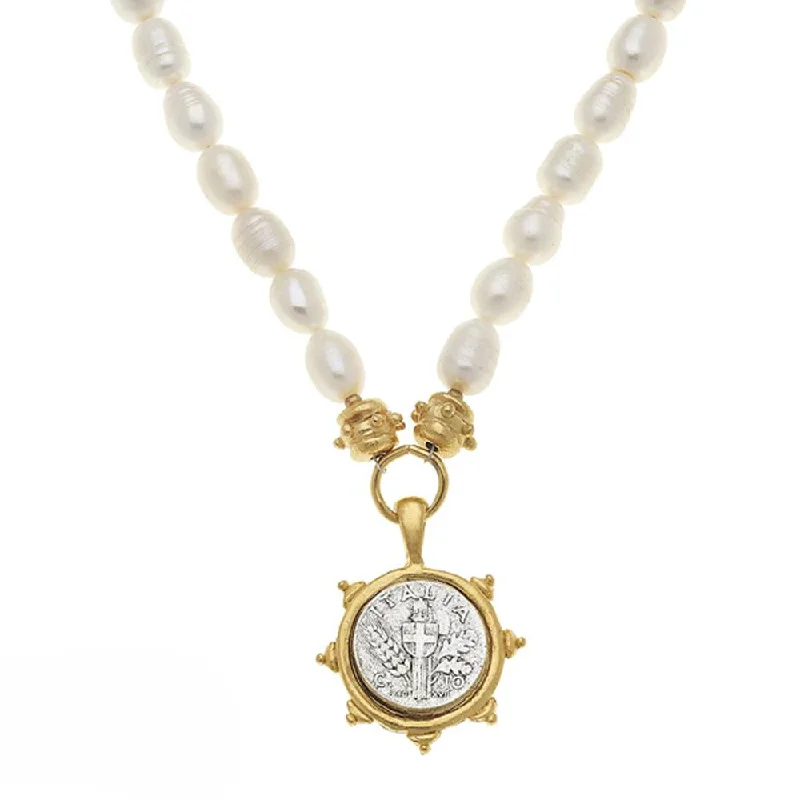 Discounted Jewelry For A Glamorous Look Trend Forward Threads Coin with Cross Pendant Necklace