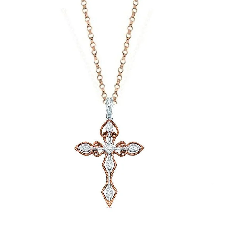 Elegant Jewelry, Affordable Luxury – Shop Now Daring Fashion Promotions Diamond Cross in Rose and White Gold