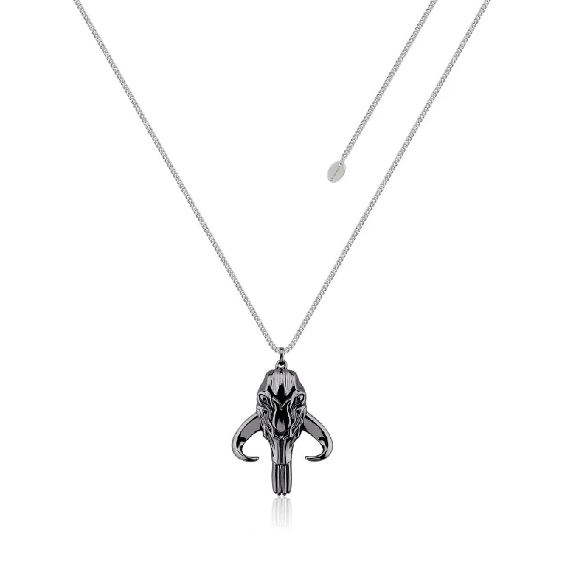 Luxury Jewelry Clearance – Shop Premium Styles Now Disney Star Wars White Gold &Gunmetal Plated The Mandalorian Pendant On 65cm Chain