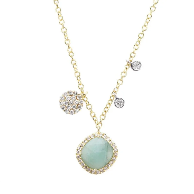 Premium Jewelry At Special Low Prices For A Limited Time Season Offer Emerald and Diamond Necklace in Yellow Gold